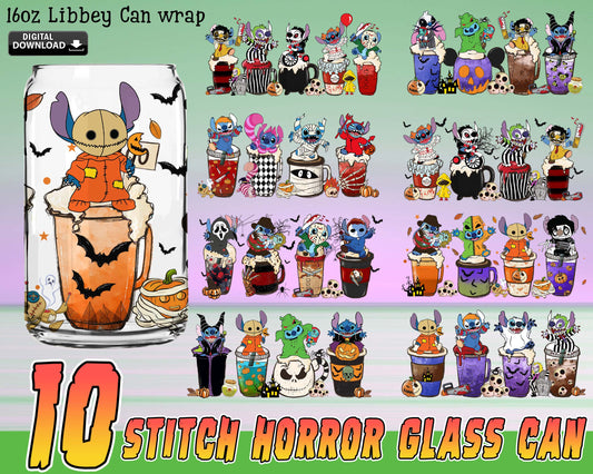 10  file  Stitch horror Glass Can bundle png, Stitch horror bundle png , Digital Download ,Instant Download