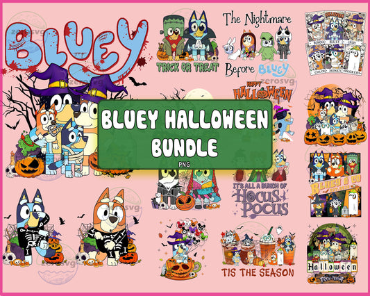 15 file Bluey Halloween Png Bundle, Bluey Halloween PNG, Bluey Halloween Sublimation , Digital Download ,Instant Download
