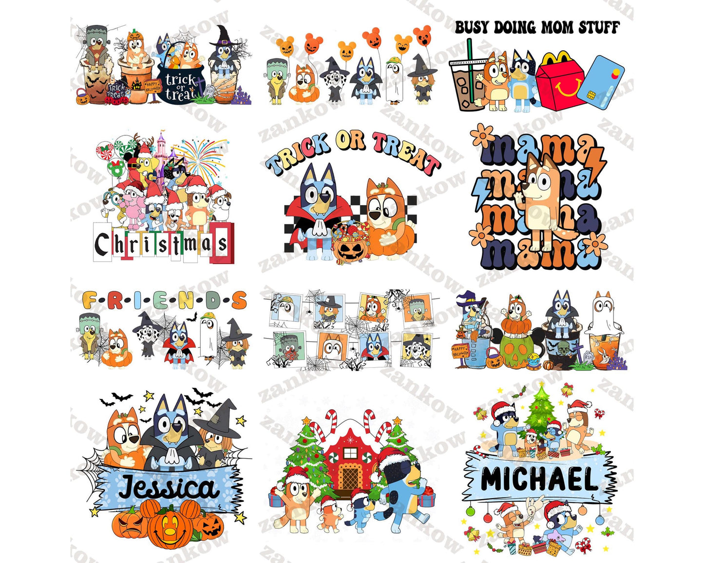 20+ file Christmas Cartoon Shirt Design Png Bundle, Blue Dog Family Holiday Png,  for Cricut, Silhouette, digital download, file cut