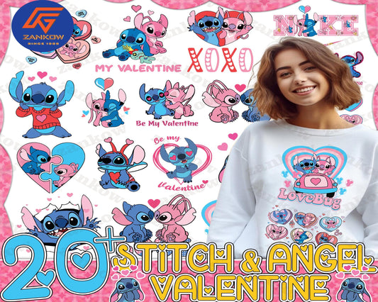 20 file Stitch _ Angel Valentine Png Bundle, Stitch valentine bundle Png, Digital Download ,Instant Download