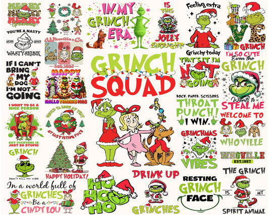 30 Grinc PNG files Bundle, Holiday Designs, Tshirt Graphics , Digital Download ,Instant Download