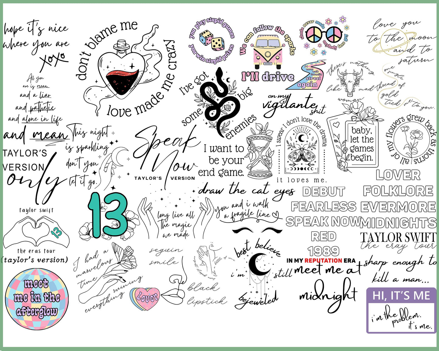 30+ file Eras Tour svg , Taylor Swift svg, Taylor Swift bundle png, Taylor Swift SVG DXF EPS PNG, Different File Types , Cutting Image, File Cut , Digital Download, Instant Download