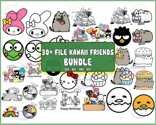 30+ file Kawaii Friends Svg, Kitty Cat Svg, bundle Kitty Svg, Kawaii Animal SVG DXF EPS PNG, Cutting Image, File Cut , Digital Download, Instant Download