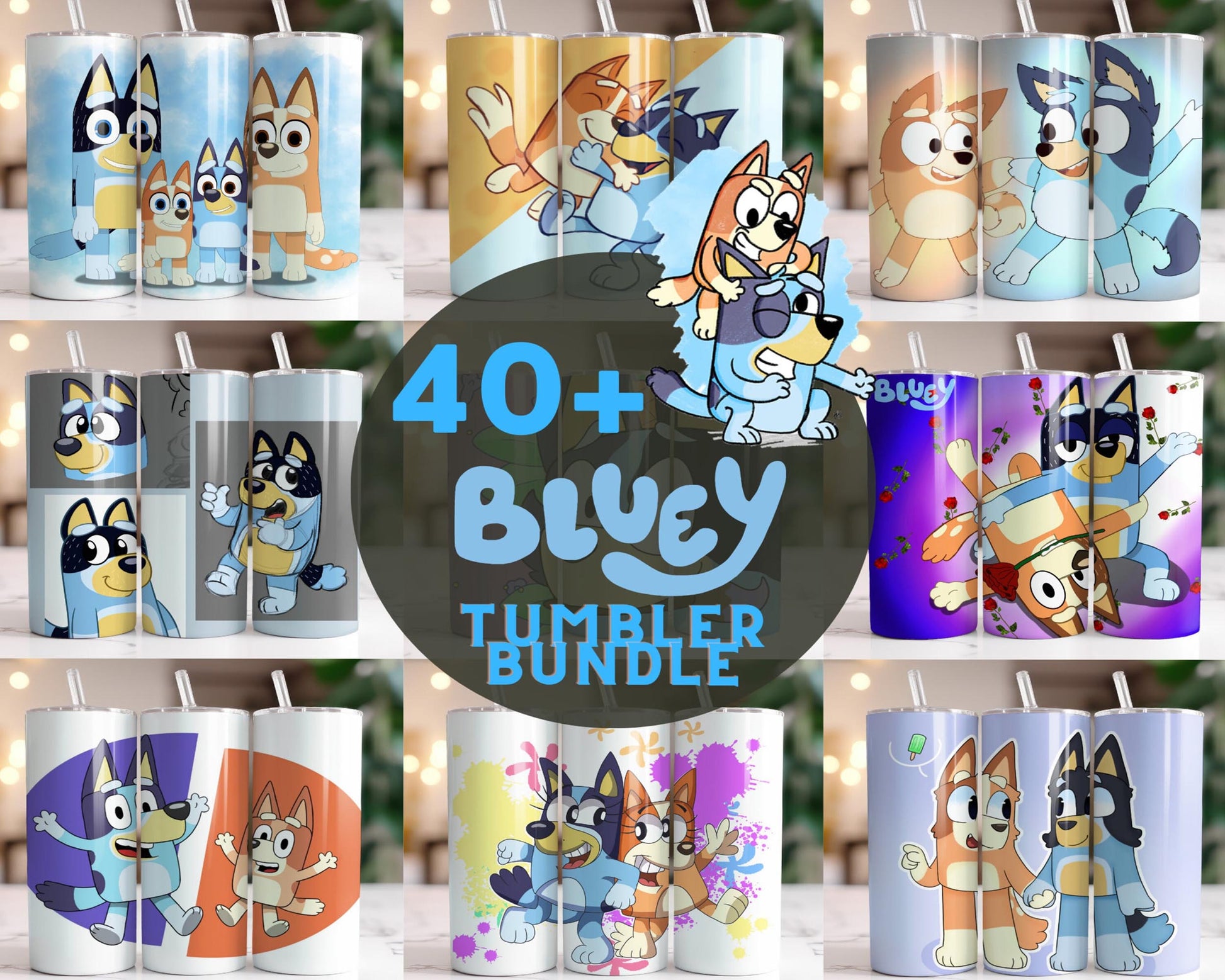 20 Oz Bluey Tumbler Cup Design
