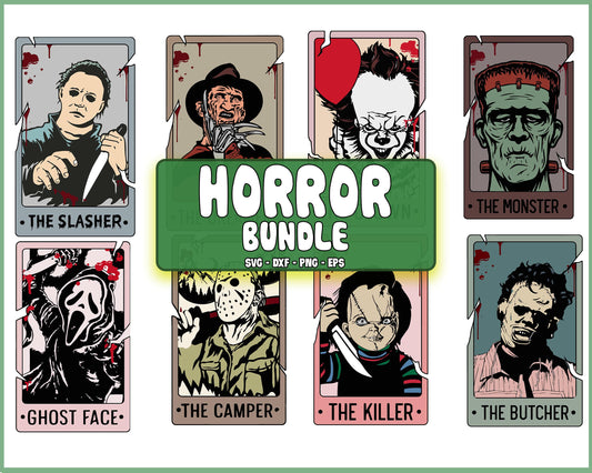8 file Horror Characters Tarot Card SVG, Horror svg, Horror friends PNG, Horror SVG DXF EPS PNG, bundle halloween  Cutting Image, File Cut , Digital Download, Instant Download