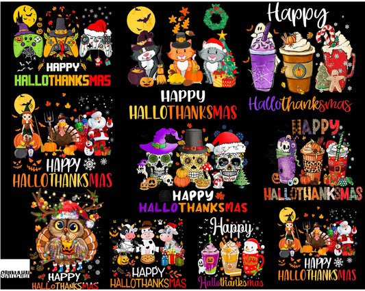 9+ Happy Hallothanksmas Coffee Png, Hallothanksmas Sublimation PNG, Happy Halloween, Silhouette , Digital download