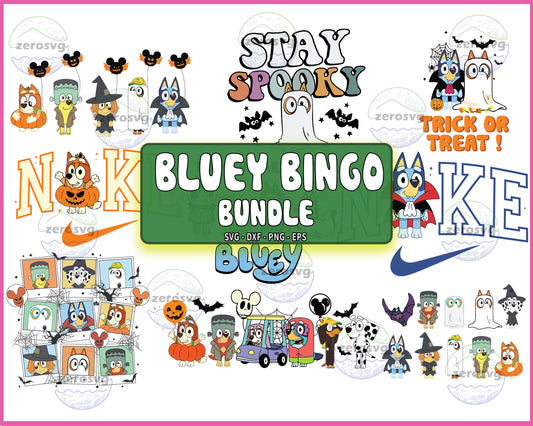 9 file Bluey Bingo Halloween Png, Bluey Bingo Halloween bundle SVG DXF EPS PNG, bundle halloween  Cutting Image, File Cut , Digital Download, Instant Download