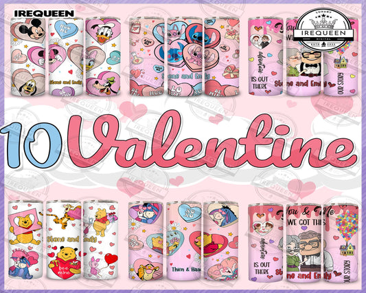 10 CUSTOM Cartoon Valentine Tumbler Design PNG, Glitter Valentine Tumbler Wraps, Nightmare Couple 20oz Tumbler, Digital Download ,Instant Download