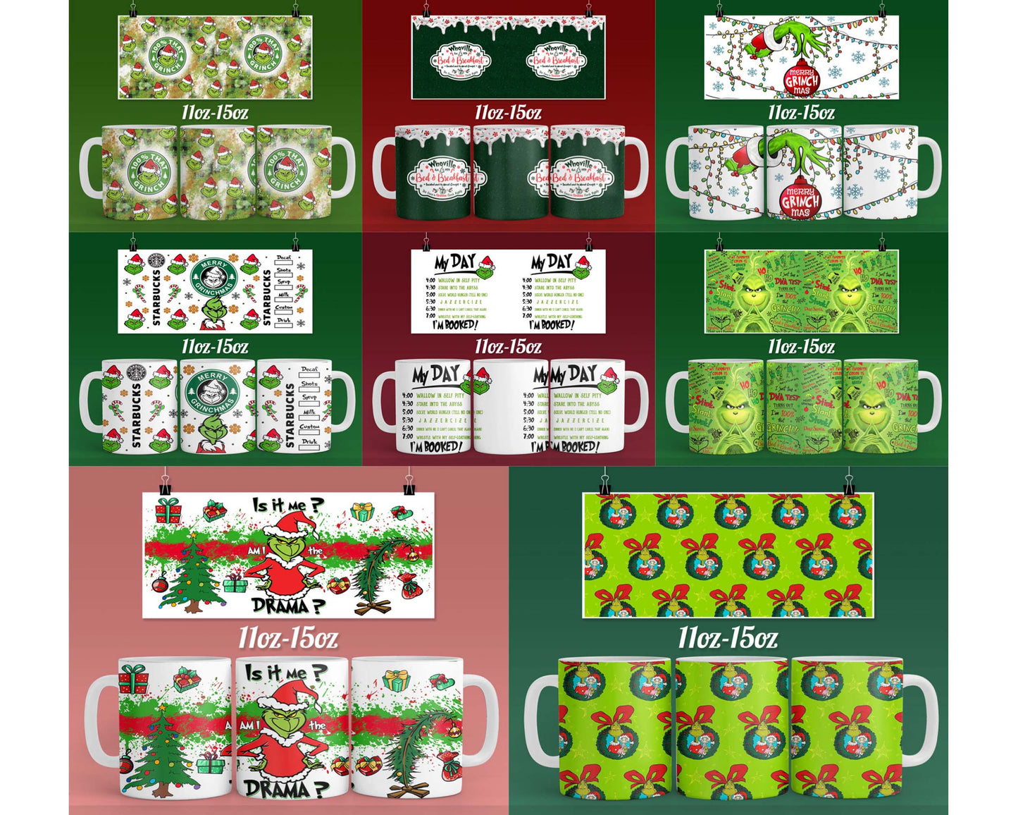 25+ file Grinch MUG TEMPLATE, Christmas coffee mug wrap PNG , Designs 20 oz sublimation, Bundle Design Template for Sublimation, Digital Download ,Instant Download