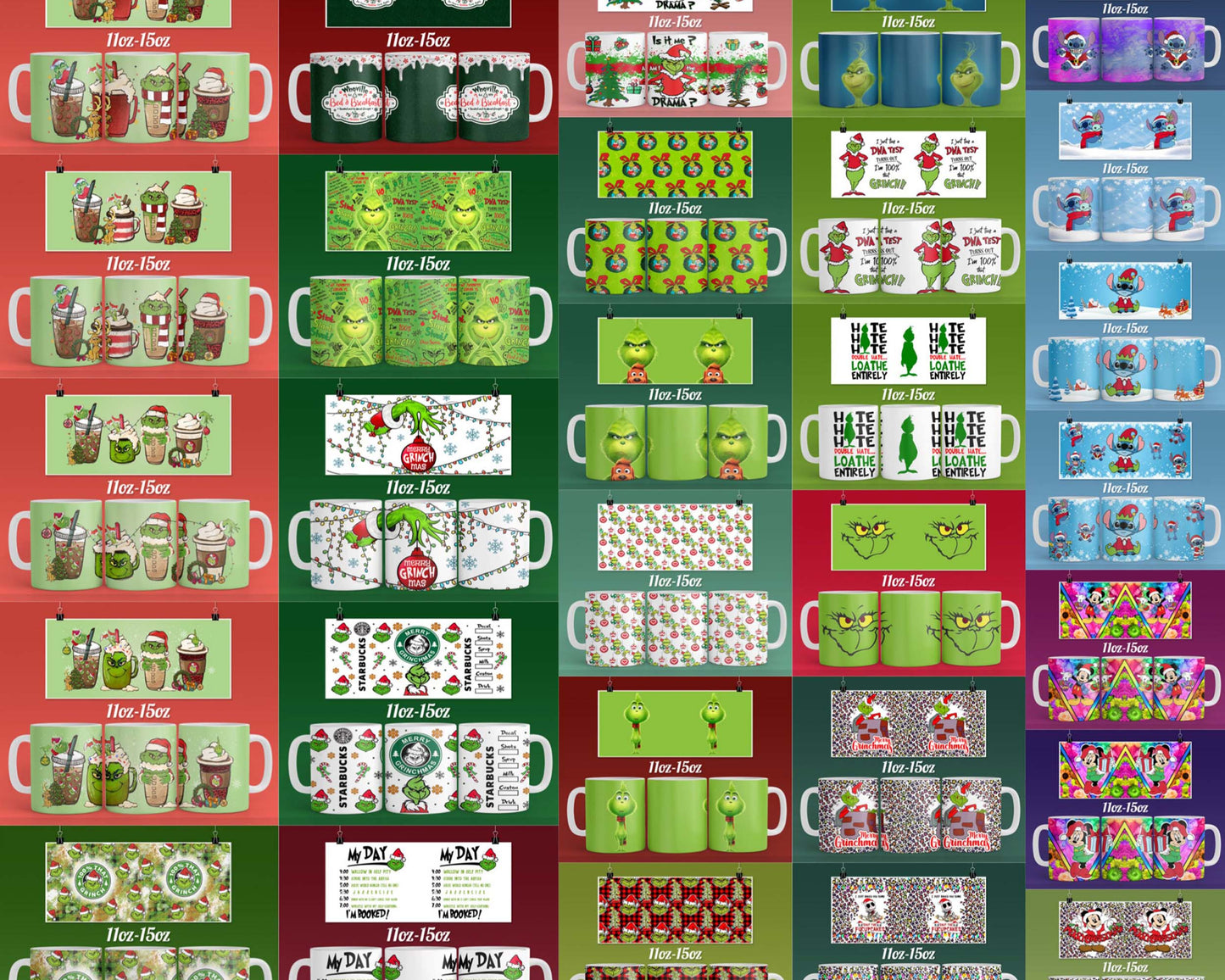 25+ file Grinch MUG TEMPLATE, Christmas coffee mug wrap PNG , Designs 20 oz sublimation, Bundle Design Template for Sublimation, Digital Download ,Instant Download
