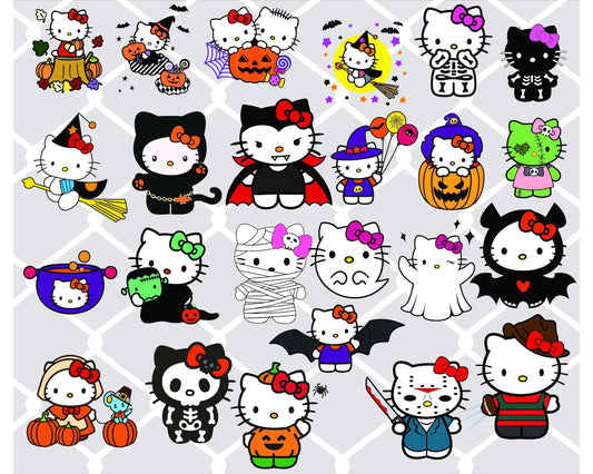 Hello Cats Halloween Bundle Svg, hello kitty halloween bundle SVG, file cut , for Cricut,  Silhouette , digital download