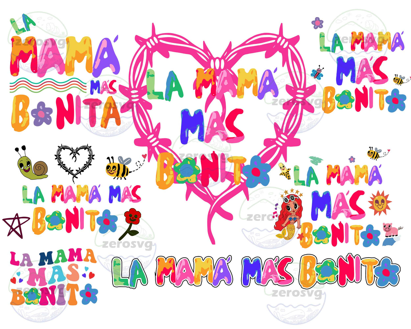 La Mama Mas Bonita svg Bundle,6 file  KG New Album Mama svg , Mother’s Day svg , Mama Fanclub KG  SVG EPS DXF PNG , Cutting Image, cricut , file cut , digital download ,Instant Download