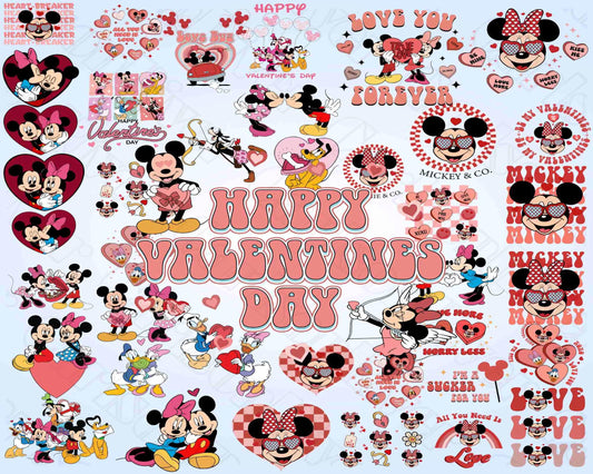 Designs Cartoon Valentine Png Bundle Be My Valentine Png, Mouse And Friend Character Movie Png , Digital Download ,Instant Download