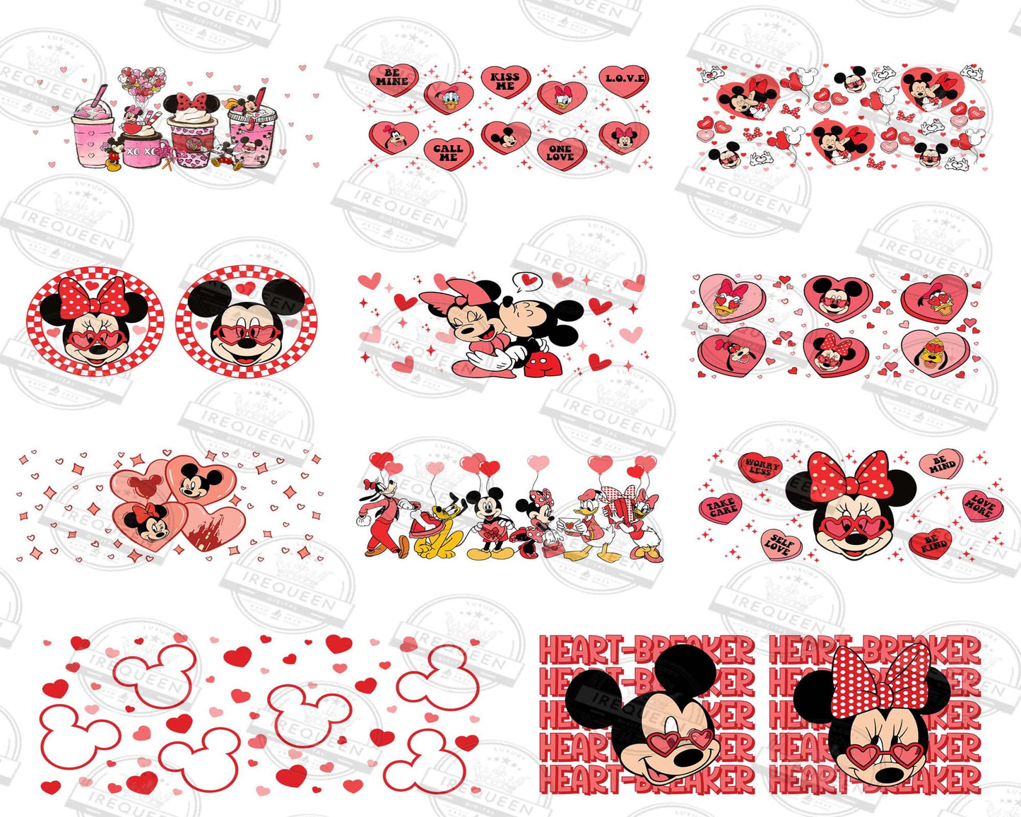 20+ Valentine Cartoon 16oz Libbey Glass Wrap Png, Valentine Character Libbey Glass Wrap Png , Digital Download ,Instant Download