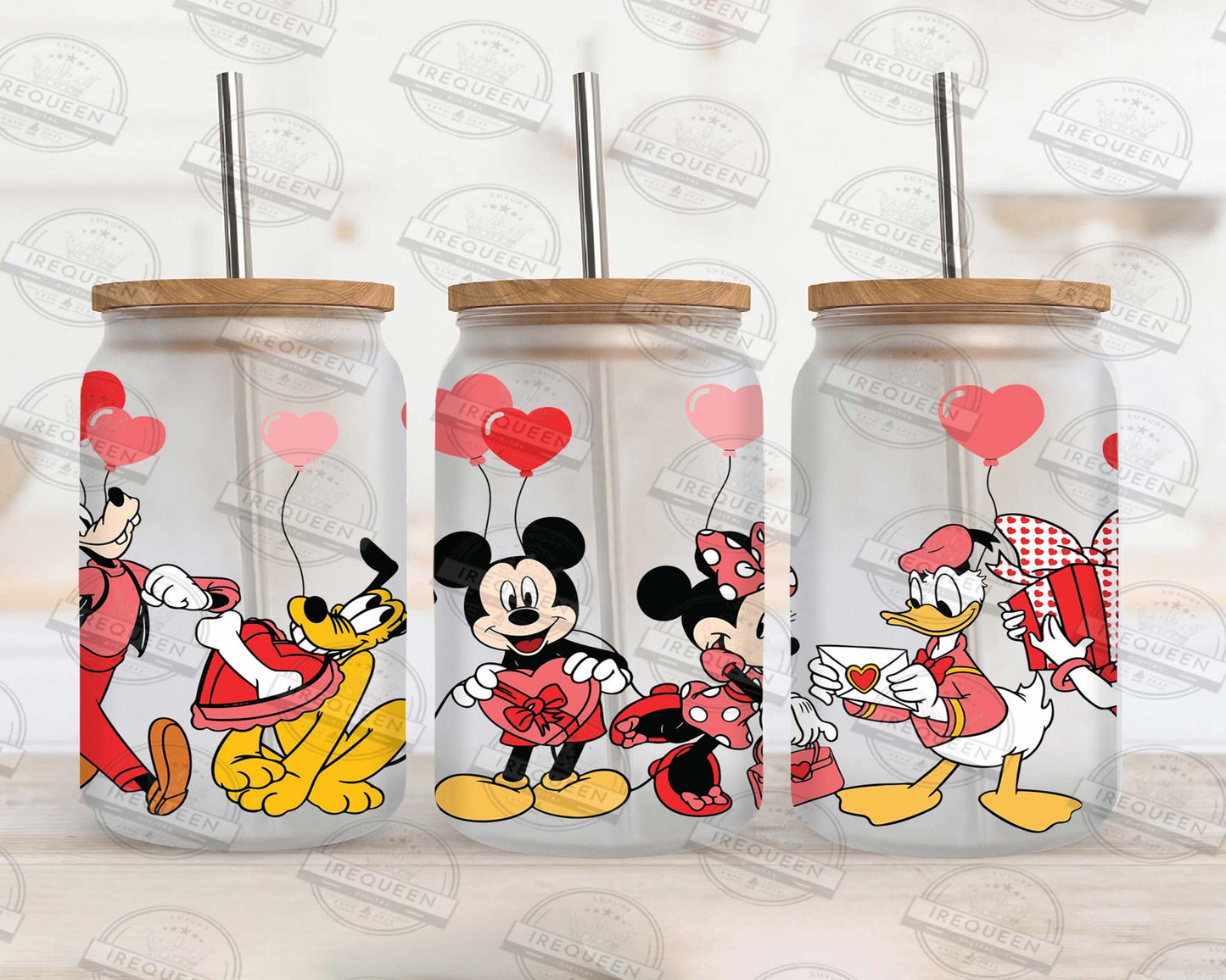 20+ Valentine Cartoon 16oz Libbey Glass Wrap Png, Valentine Character Libbey Glass Wrap Png , Digital Download ,Instant Download
