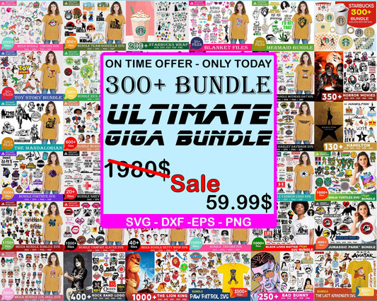 The ultimate giga bundle SVG - 300 Bestseller SVG Bundles - Como 300 SVG Bundle - cricut - file cut - Silhouette - digital download