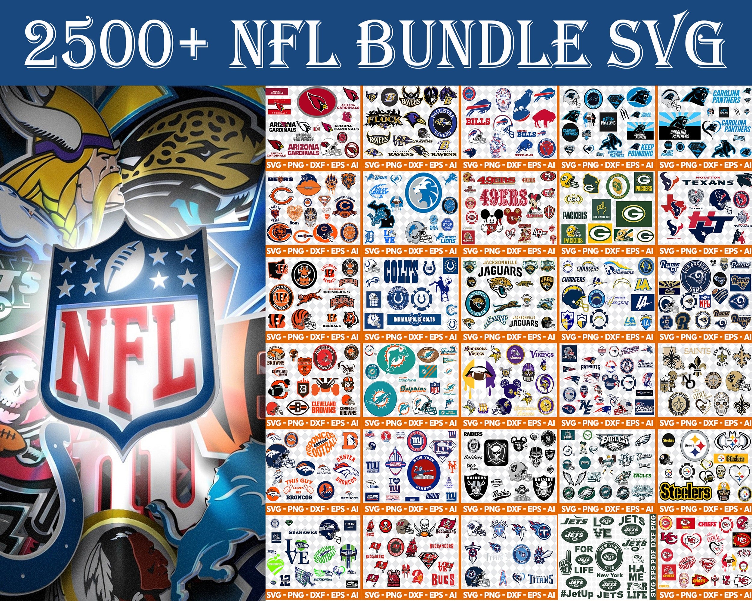 2500+ NFL Bundle Svg, 32 Team NFL, NFL Bundle Svg, Sport Svg, Bundle S ...