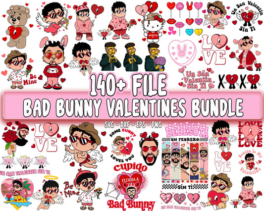 140+ file Bad Bunny valentine bundle SVG , Bad Bunny valentine SVG DXF EPS PNG, Cutting Image, File Cut , Digital Download, Instant Download