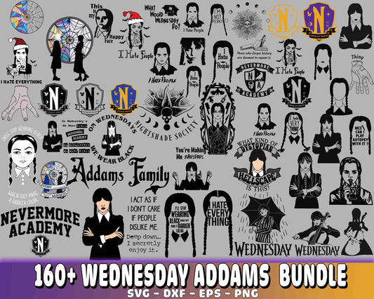 Wednesday Addams SVG Bundle -  160+ file Wednesday Addams SVG, EPS, PNG, DXF for Cricut, Silhouette, digital download