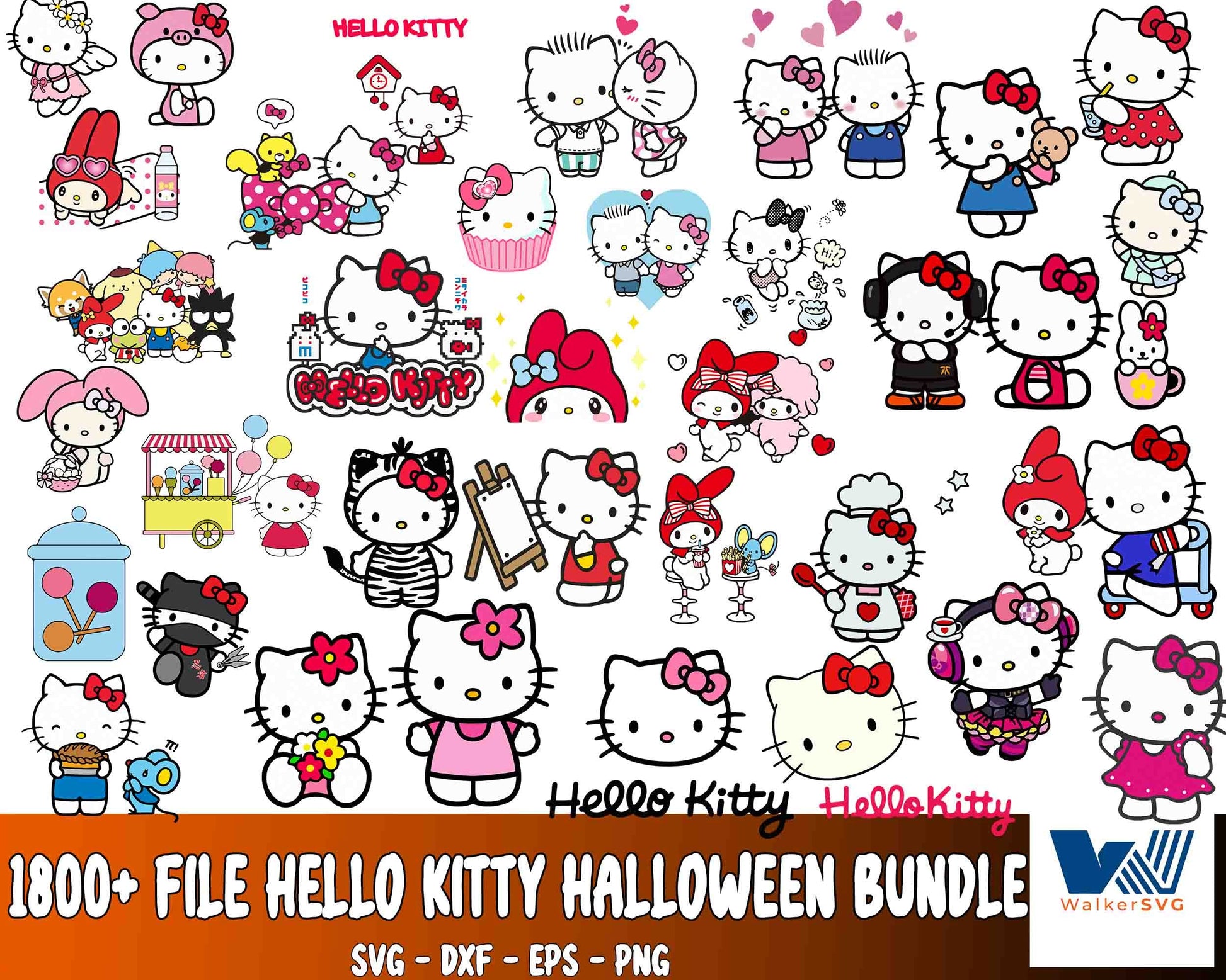 New 150+ Valentine Hello Kitty Bundle, Valentine kawaii kitty SVG png