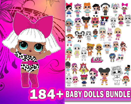 Lol dolls svg dxf eps png, 184+ file lol dolls bundle svg , Beautiful Doll Png, baby dolls clipart set vector, New Doll Svg, Cricut , File cut , Vector file , Silhouette Digital Dowload