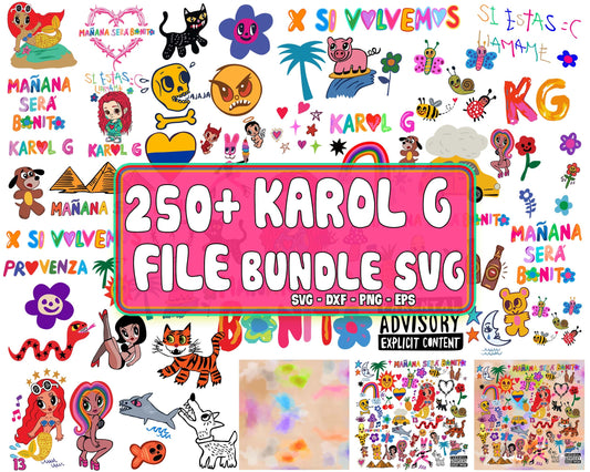 Karol G bundle svg , Karol G Mañana Será Bonito bundle SVG DXF PNG EPS , 250+ file Karol G Mañana Sera Bonito bundle svg, cricut , file cut , Silhouette, digital download, Instant Download