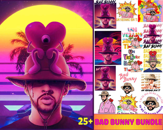 25+ file Bad bunny  PNG , file cut , for Cricut,  Silhouette , digital download