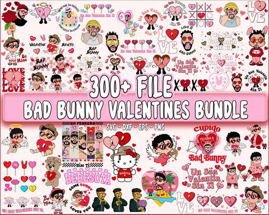 300+ file Bad Bunny valentine SVG bundle , Bad Bunny valentine bundle SVG DXF EPS PNG, Cutting Image, File Cut , Digital Download, Instant Download