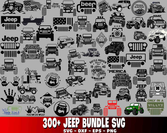 Jeep Bundle PNG , 300+ file jeep bundle PNG  , file cut , Silhouette, digital download, Instant Download