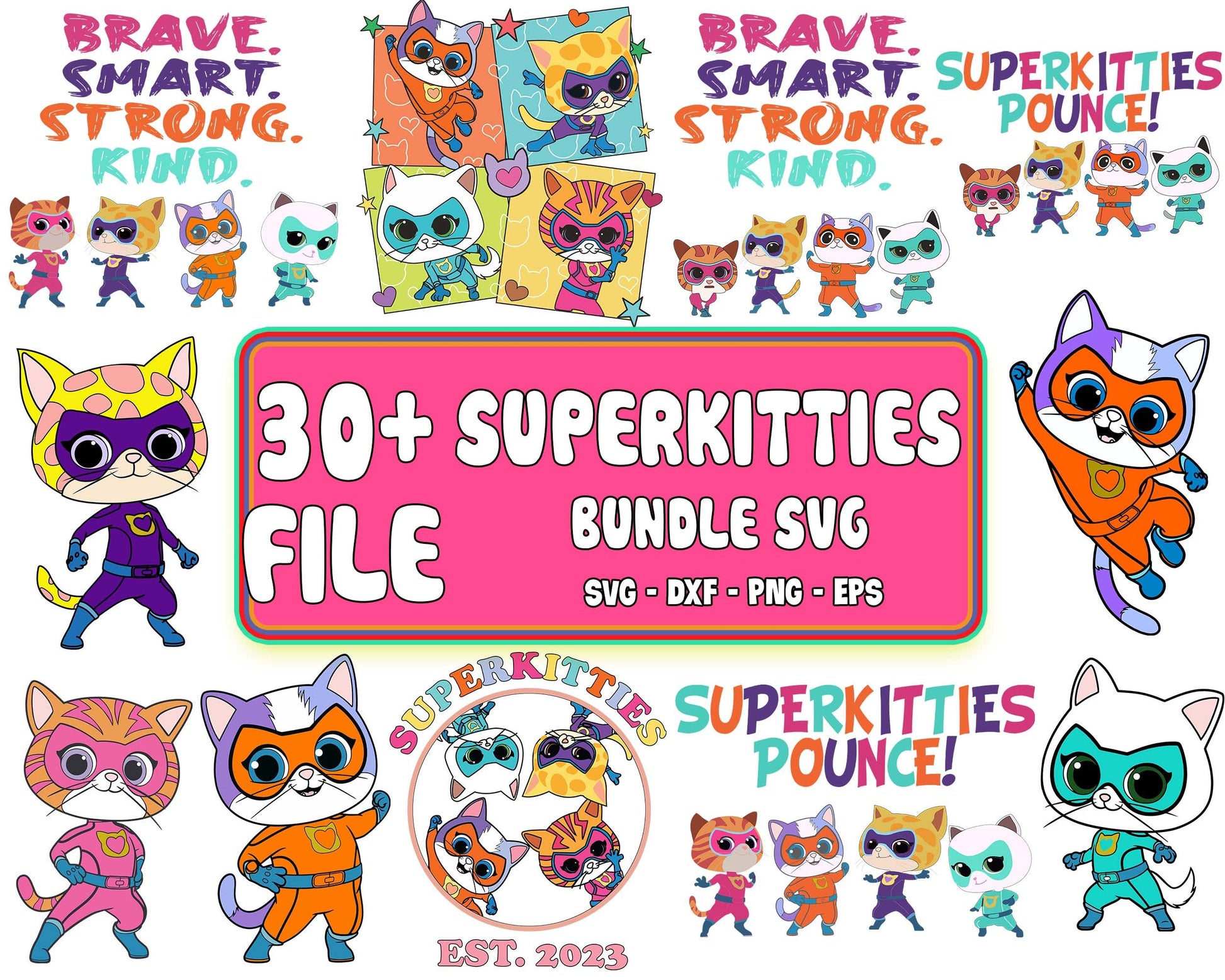 Super Cute Cartoon Cats Icon Set – TotallyJamie: SVG Cut Files