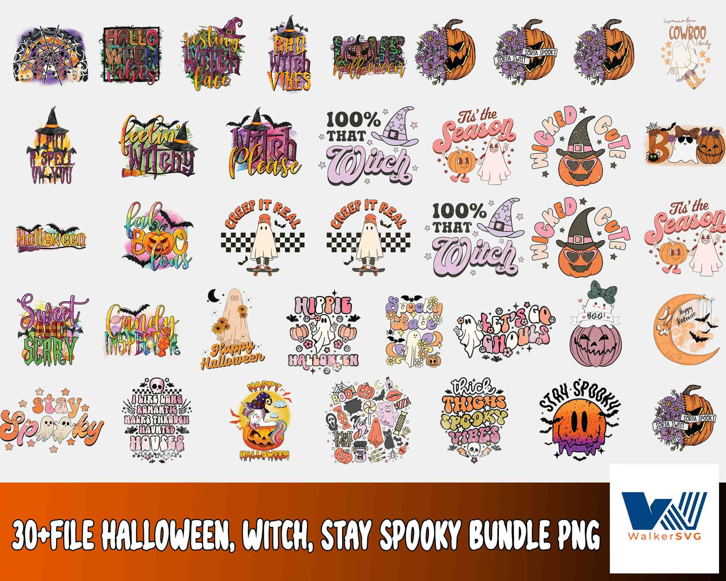 Halloween bundle png ,30+file Halloween, witch, stay spooky bundle PNG, Silhouette , Digital download