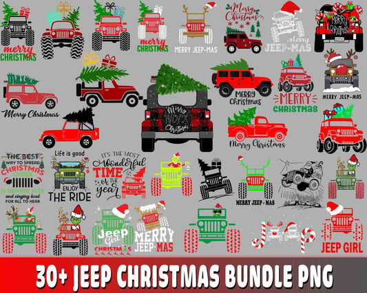 Jeep christmas Bundle PNG , 30+ file jeep christmas bundle PNG  , file cut , Silhouette, digital download, Instant Download