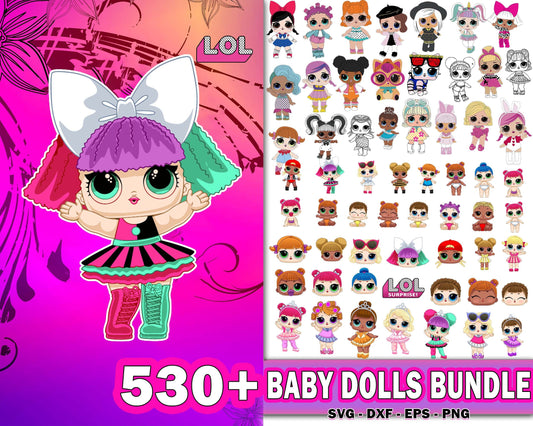 Lol dolls svg dxf eps png, 530+ file lol dolls svg , Beautiful Doll Png, baby dolls clipart set vector, New Doll Svg, Cricut , File cut , Vector file , Silhouette Digital Dowload