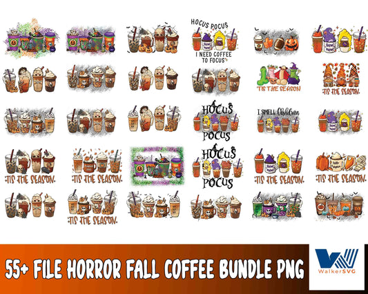 Horror Fall coffee bundle png,55+ file Tis The Season,Horror Fall coffee pumpkin,HOCUS POCUS Coffee PNG ,bundle halloween PNG , Silhouette , Digital download