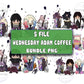 Wednesday Addams PNG Bundle -  5 file wednesday adam coffee bundle PNG  for Cricut, Silhouette, digital download