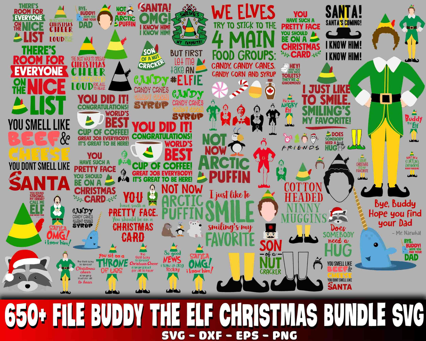 Buddy The Elf Christmas Bundle svg , 650+ file Buddy The Elf Christmas bundle SVG DXF EPS PNG  , file cut , Silhouette, digital download, Instant Download