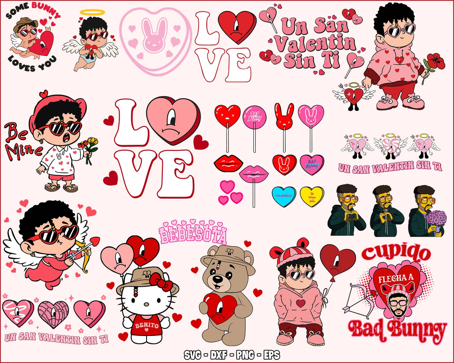 70+ file Bad Bunny valentines bundle SVG, Un Febrero Sin Ti Valentines Day svg, Bad Bunny Conversation Hearts , Valentine day SVG DXF EPS PNG, Cutting Image, File Cut , Digital Download, Instant Download