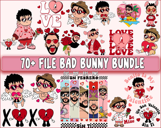 70+ file Bad Bunny valentines bundle SVG, Bad Bunny valentines SVG DXF EPS PNG, Cutting Image, File Cut , Digital Download, Instant Download