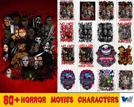 Horror Movies Characters bundle png,v80+file Horror Movies Characters  PNG ,bundle halloween PNG , Silhouette , Digital download