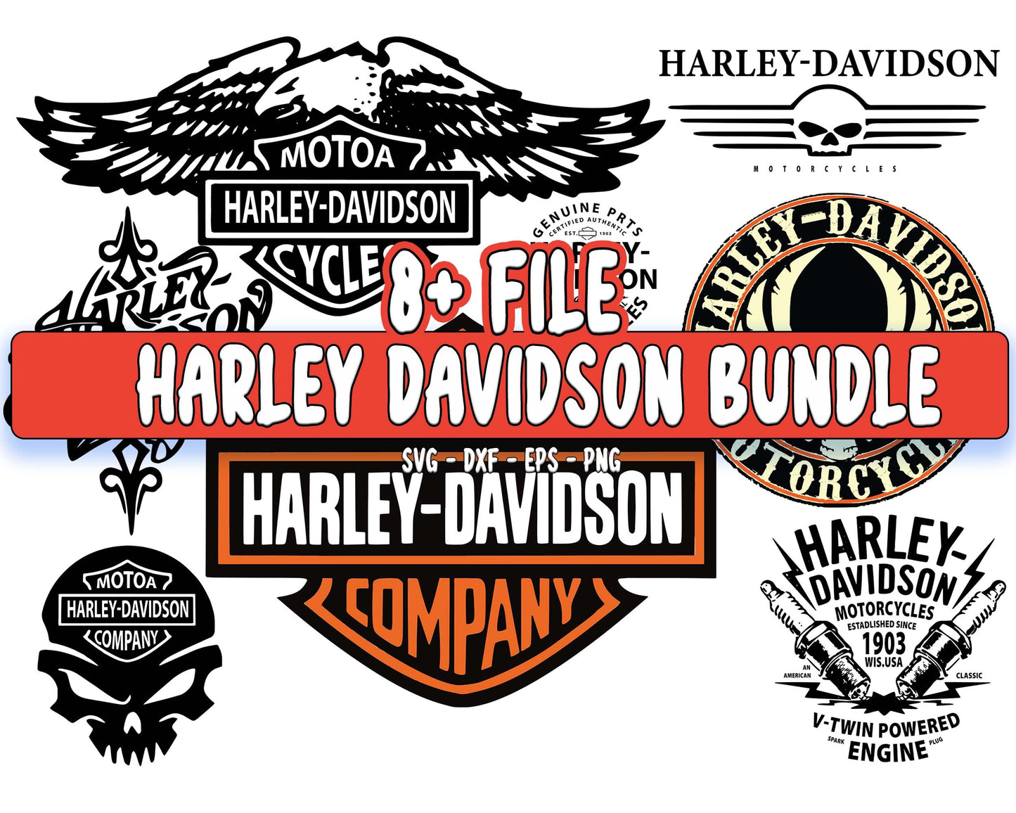 Harley Davidson SVG Bundle - 4+ files Harley Davidson SVG, EPS, PNG, DXF for Cricut, Silhouette, digital download, Instant Download