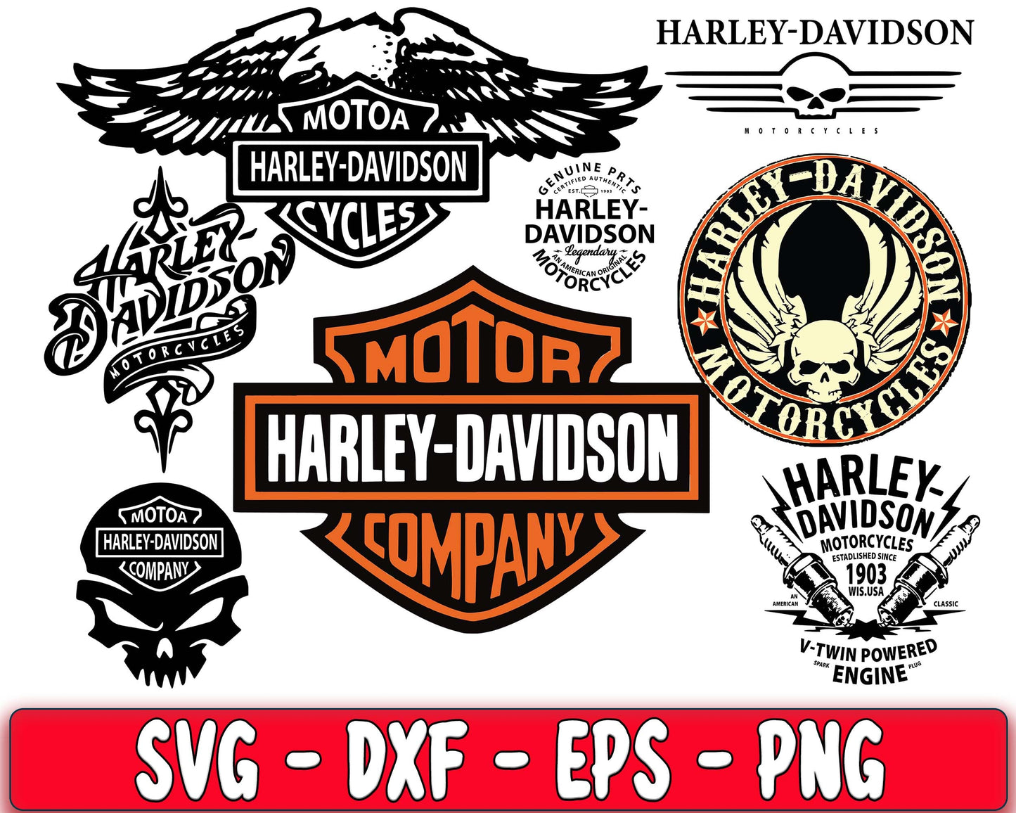 Harley Davidson SVG Bundle - 4+ files Harley Davidson SVG, EPS, PNG, DXF for Cricut, Silhouette, digital download, Instant Download