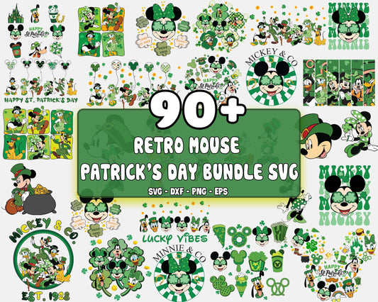 Retro Mouse Patrick's day bundle svg, Patrick's day svg bundle, 90+ file Retro Mouse Patrick's day SVG DXF PNG EPS , cricut , file cut , Silhouette, digital download, Instant Download