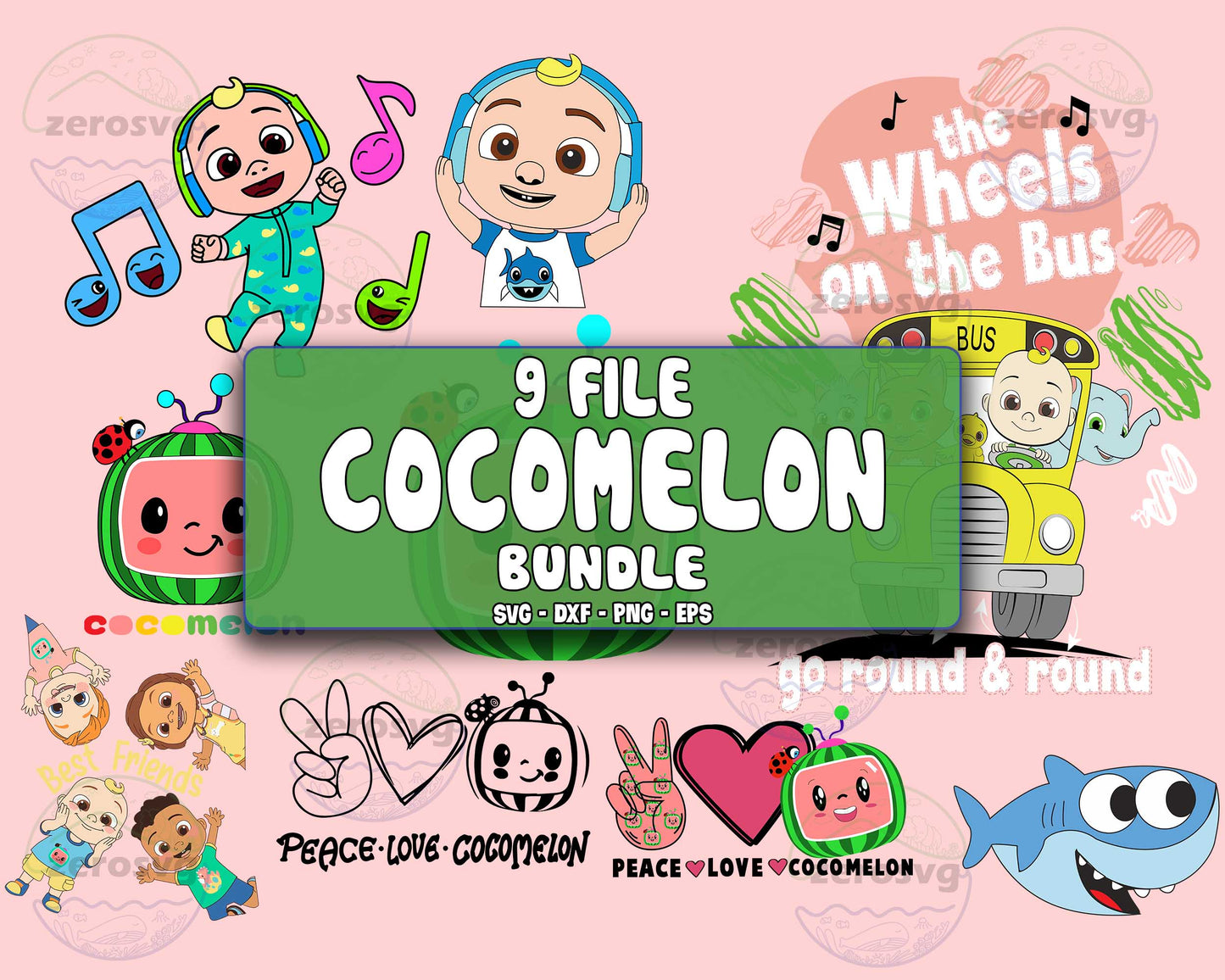 9 file Cocomelon svg , Cocomelon svg bundle  SVG DXF EPS PNG - for Cricut, Silhouette, digital download