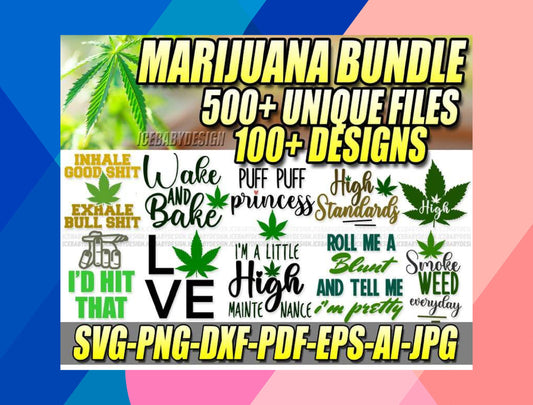 Marijuana SVG Bundle - 500+ files Marijuana SVG, EPS, PNG, DXF for Cricut, Silhouette