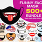 500+ file Funny Face Mask SVG Bundle, Cricut , File cut , Vector file , Silhouette Digital Dowload