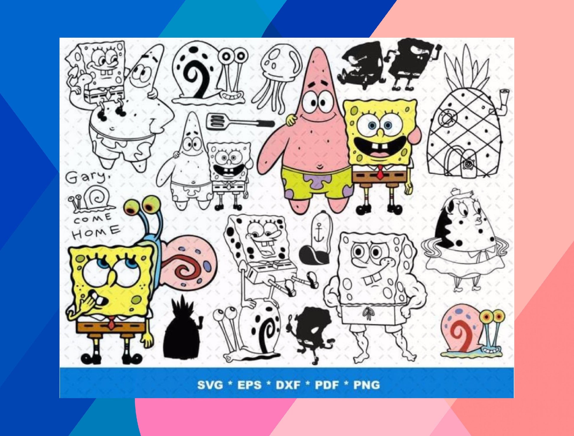 Spongebob SVG Bundle - 1500+ files Spongebob SVG, EPS, PNG, DXF for Cricut, Silhouette