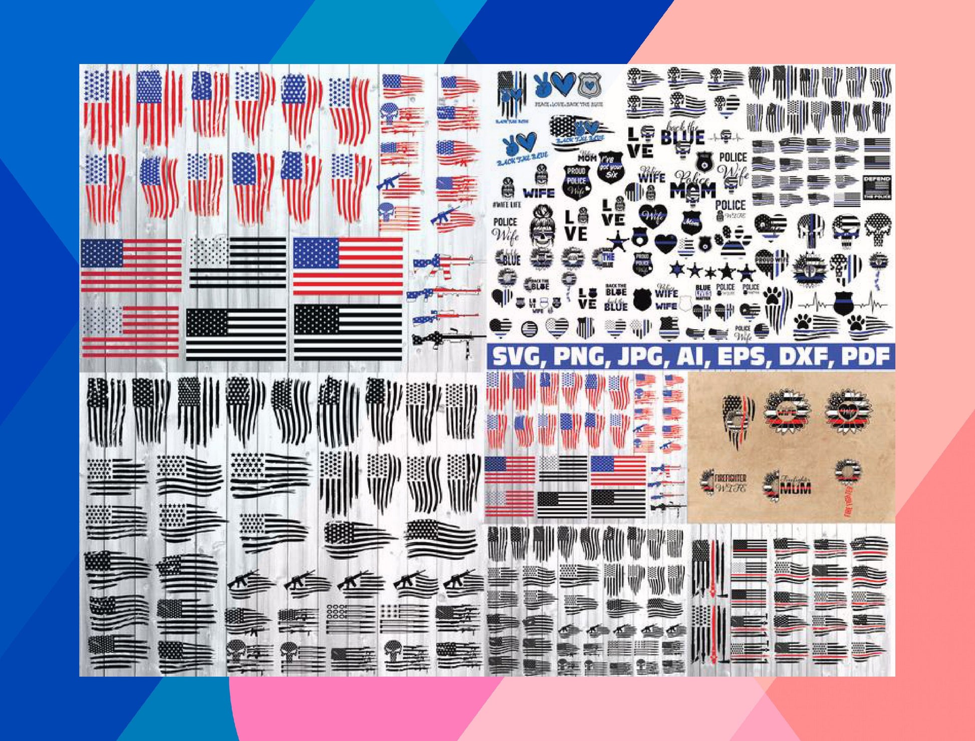 Flags SVG Bundle - 1000+ files Flags SVG, EPS, PNG, DXF for Cricut, Silhouette