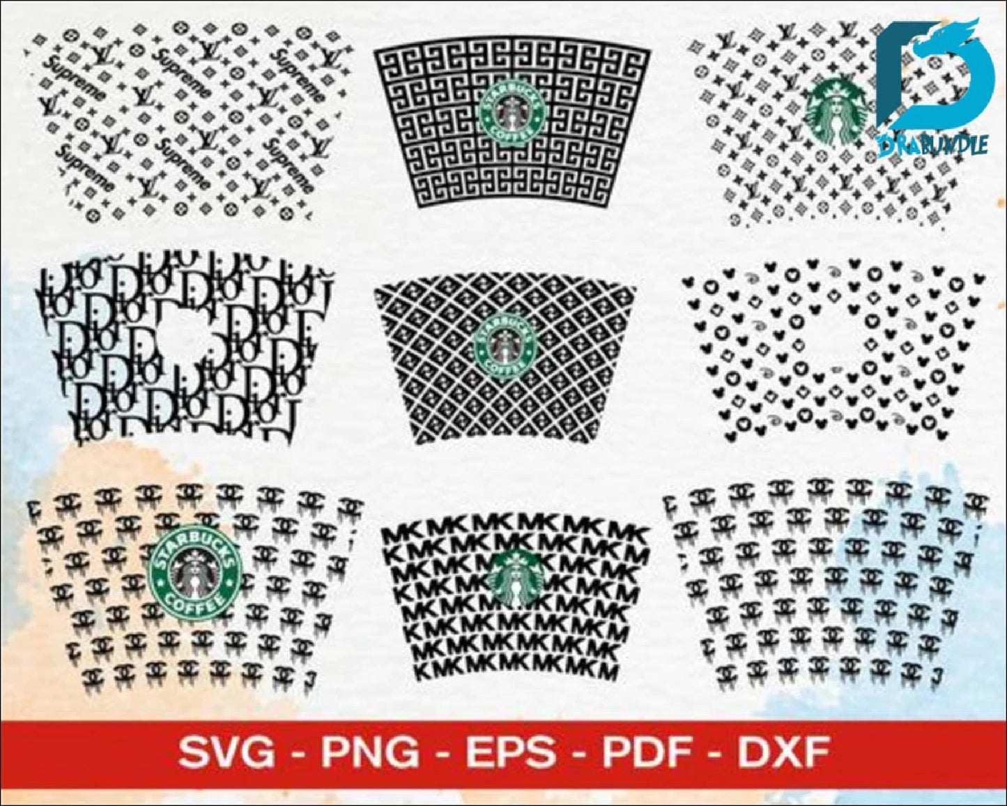 300+ Starbucks Wrap Luxury SVG Bundle 2.0 Digital Dowload