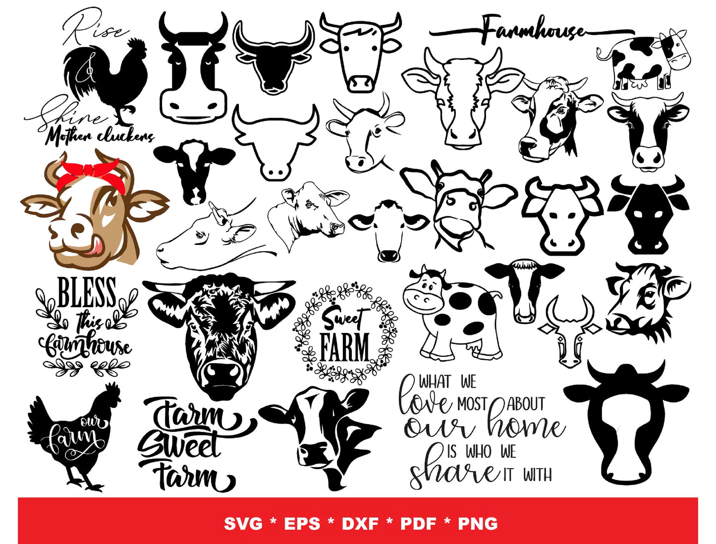 Farm SVG Bundle - 1200+ files Farm SVG, EPS, PNG, DXF for Cricut, Silhouette