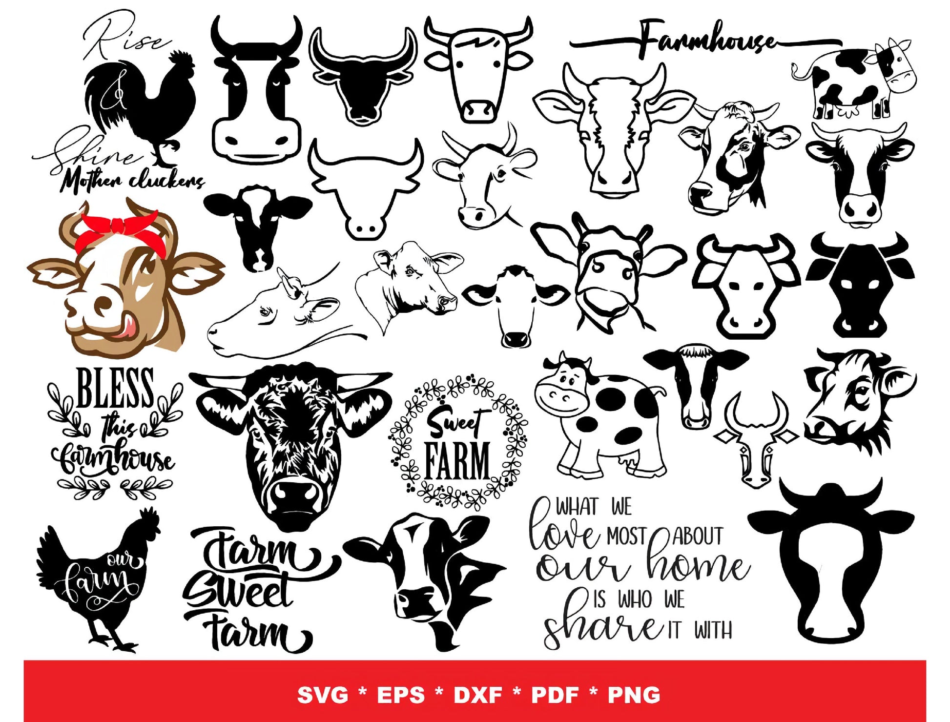 Farm SVG Bundle - 1200+ files Farm SVG, EPS, PNG, DXF for Cricut, Silhouette